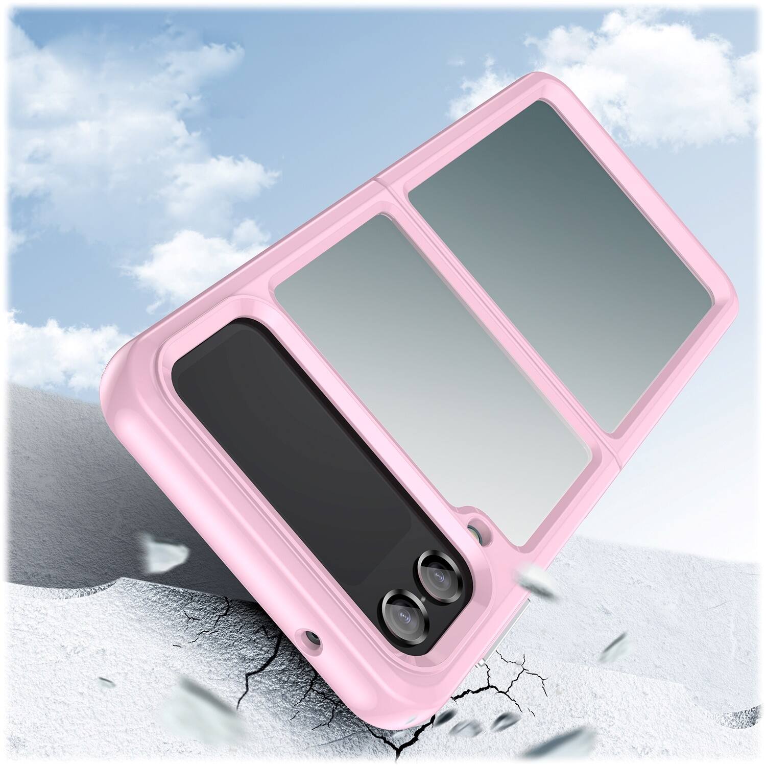 Alt View 14. SaharaCase - Hybrid-Flex Hard Shell Case for Samsung Galaxy Z Flip4 - Clear/Pink.