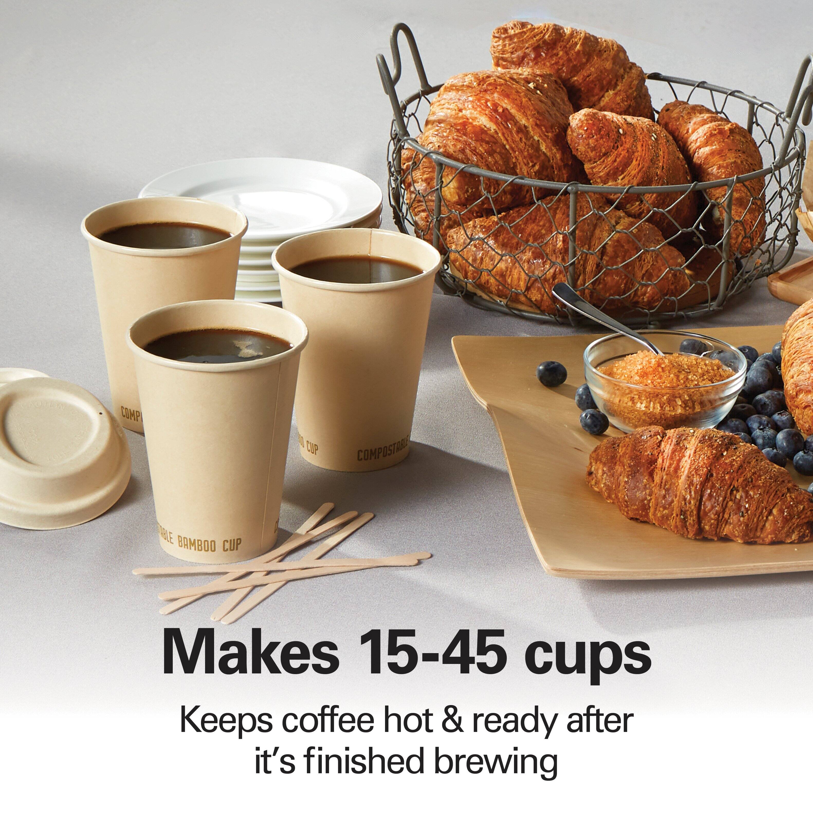 OMP 100 COMPOSTABLE BAMBOO CUP  
Makes 15-45 cups  
Keeps coffee hot & ready after it's finished brewing