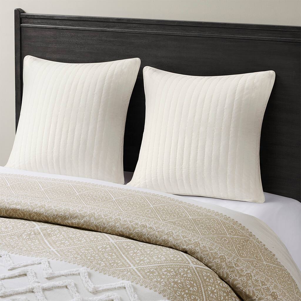 Alt View 1. Gracie Mills - Gracie Mills Johnny Farmhouse Chic Cotton Quilted Euro Sham - White.