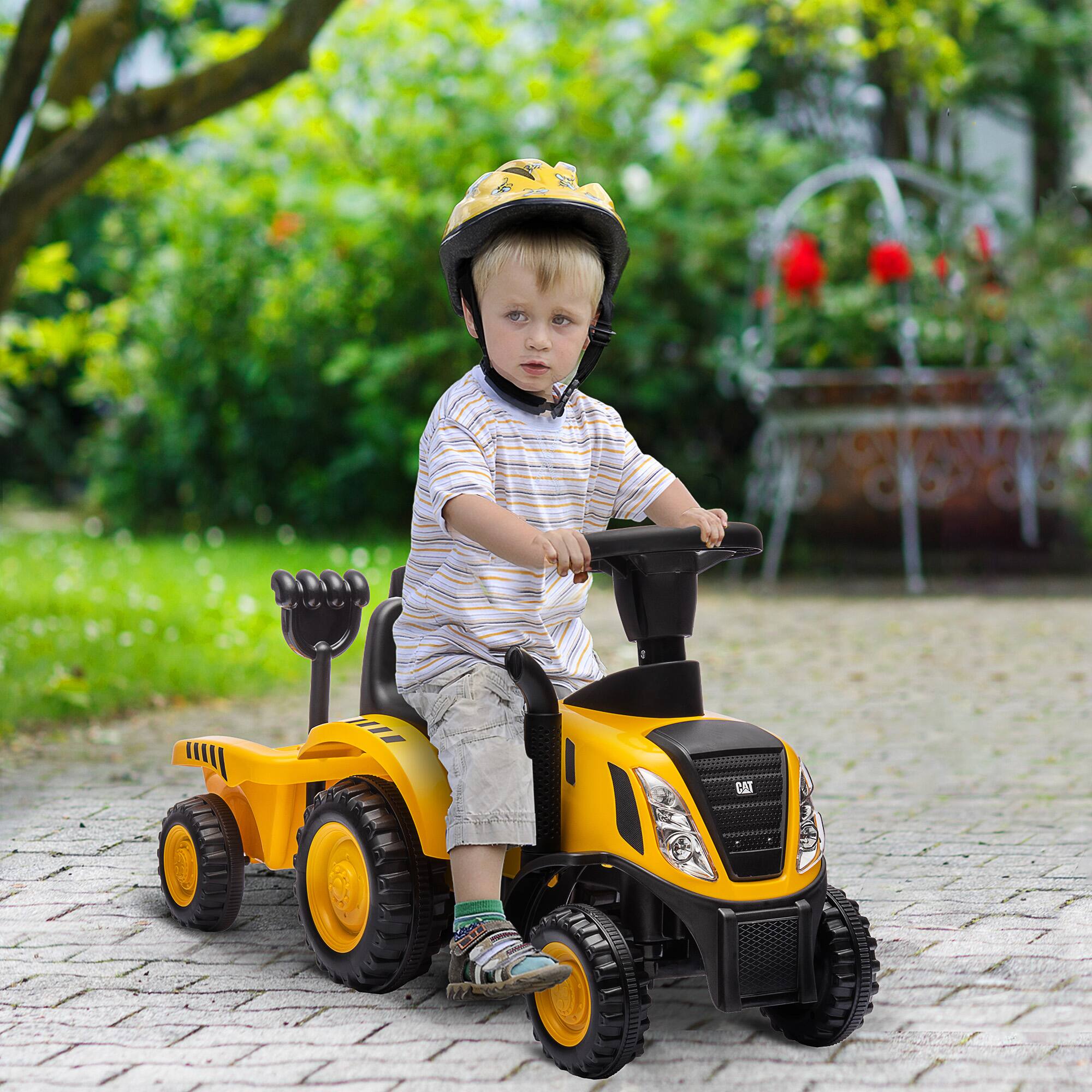 Angle. Qaba - 2 in 1 Ride on Tractor, Caterpillar Licensed Excavator, Shovel, Detachable Trailer, Push Car, 18-36 Months.