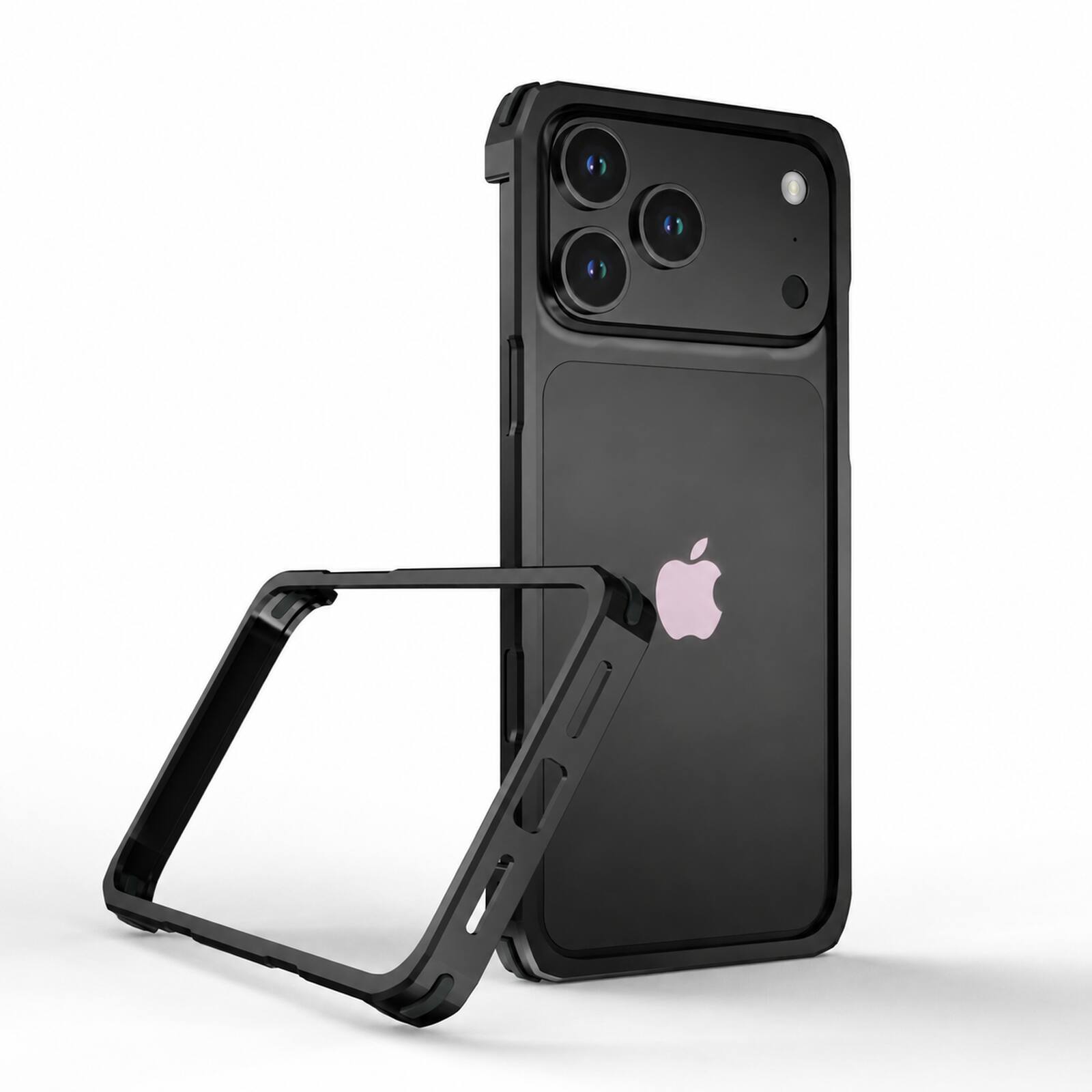 Alt View 3. Dteck - For Apple iPhone 18 Pro Aluminum Bumper Case,Slim Fit Heat Dissipation Rugged Metal Frame Cover Corner Protection - Black.