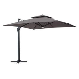 Mondawe - 10 x 10ft Square Cantilever Umbrella with Bluetooth Audio Atmosphere Light - Dark Gray
