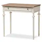 Front. Baxton Studio - Marquetterie French Provincial Writing Desk - White/Natural.