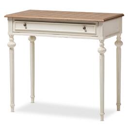 Baxton Studio - Marquetterie French Provincial Writing Desk - White/Natural