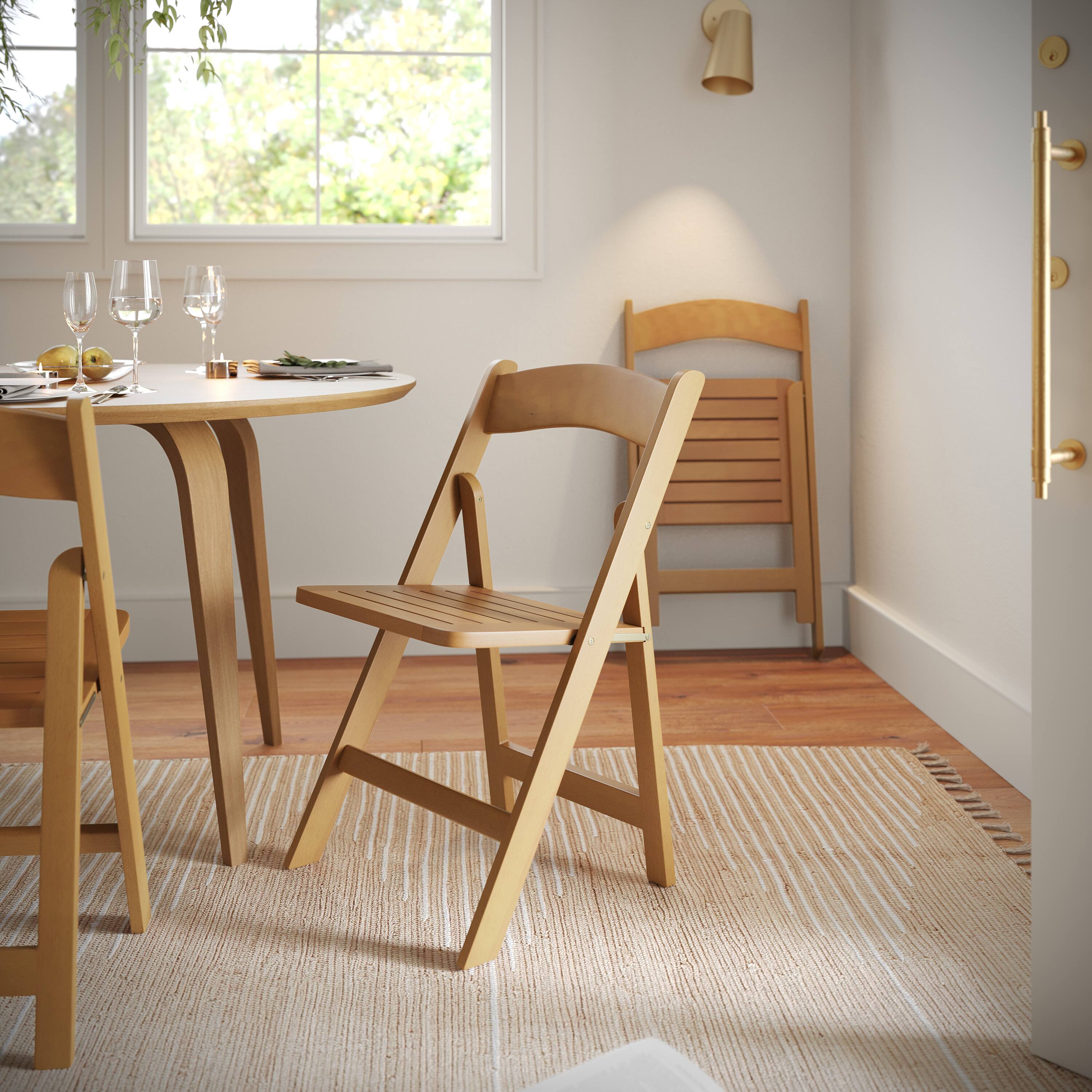 Alt View 2. Flash Furniture - Holden Commercial Grade Oak Solid Wood Folding Dining Chair - Brown.