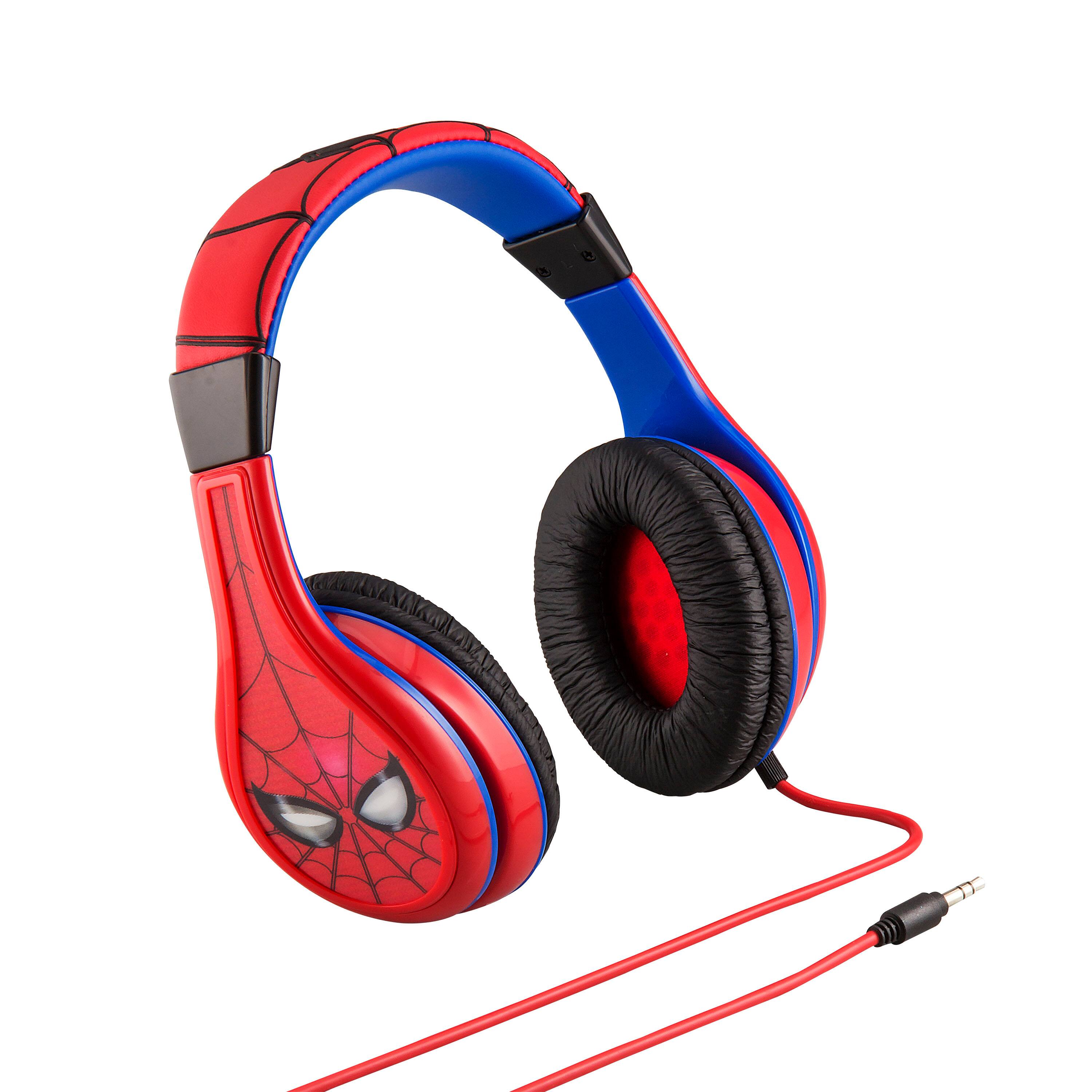 Angle. eKids - eKids Spiderman Wired Headphones for Kids, Children’s Headphones for School, Home, or Travel - Red.