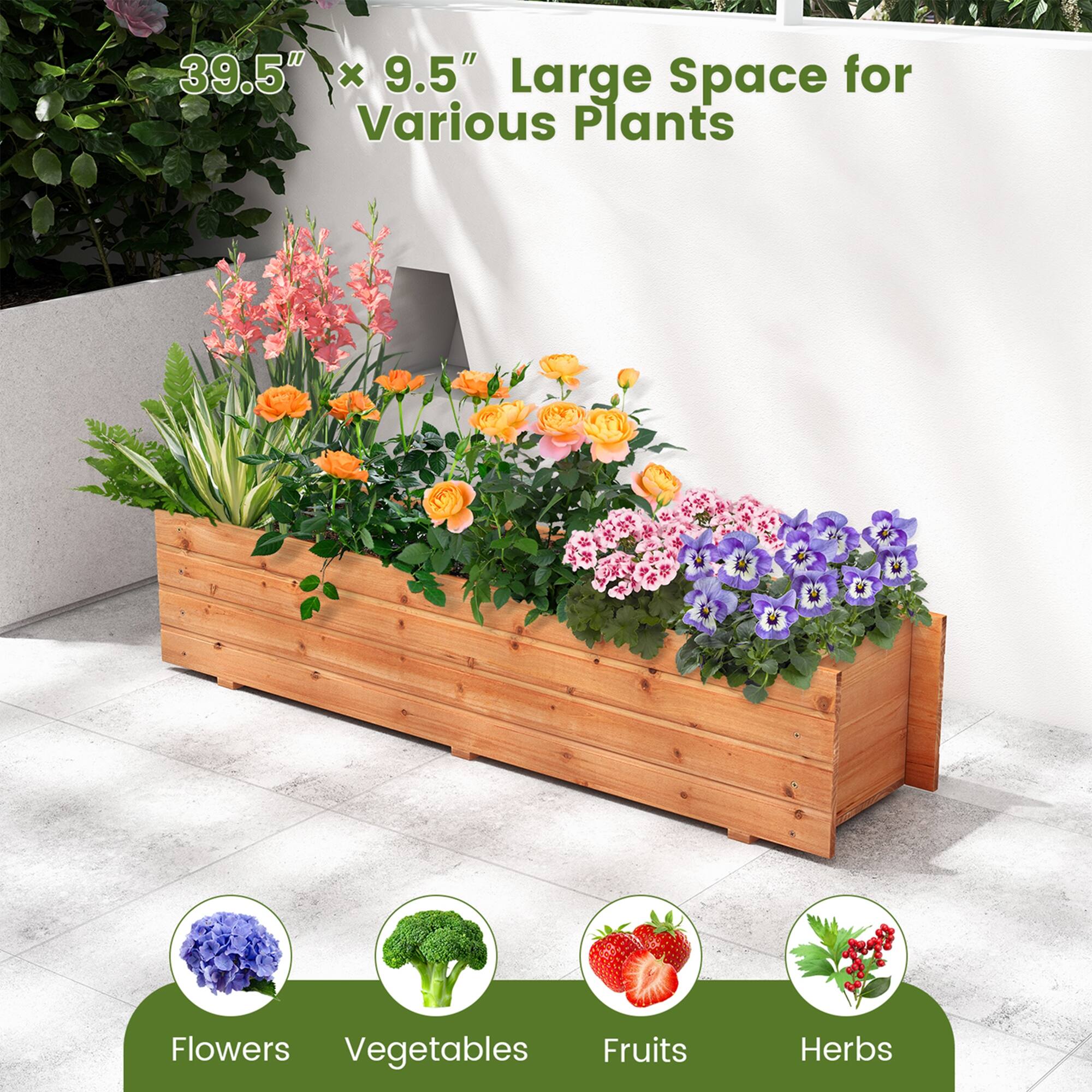 39.5" x 9.5" Large Space for Various Plants Flowers Vegetables Fruits Herbs