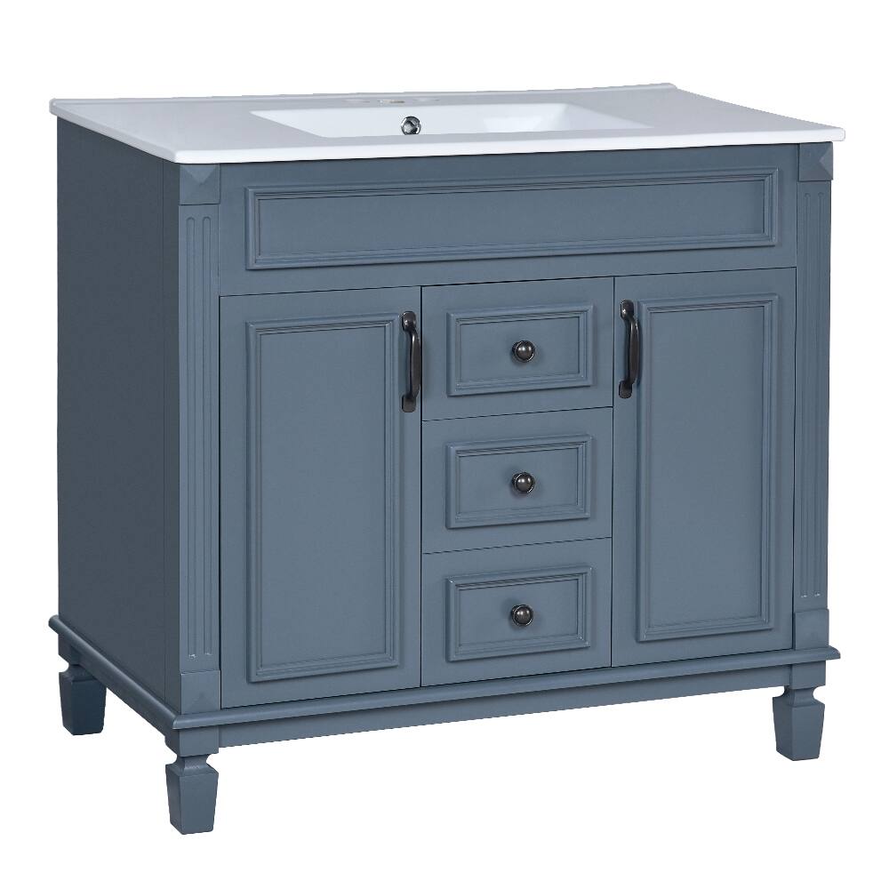 Alt View 9. Loheer - Loheer 36 inch bathroom vanity with sink Blue Modern Cabinet - Blue.