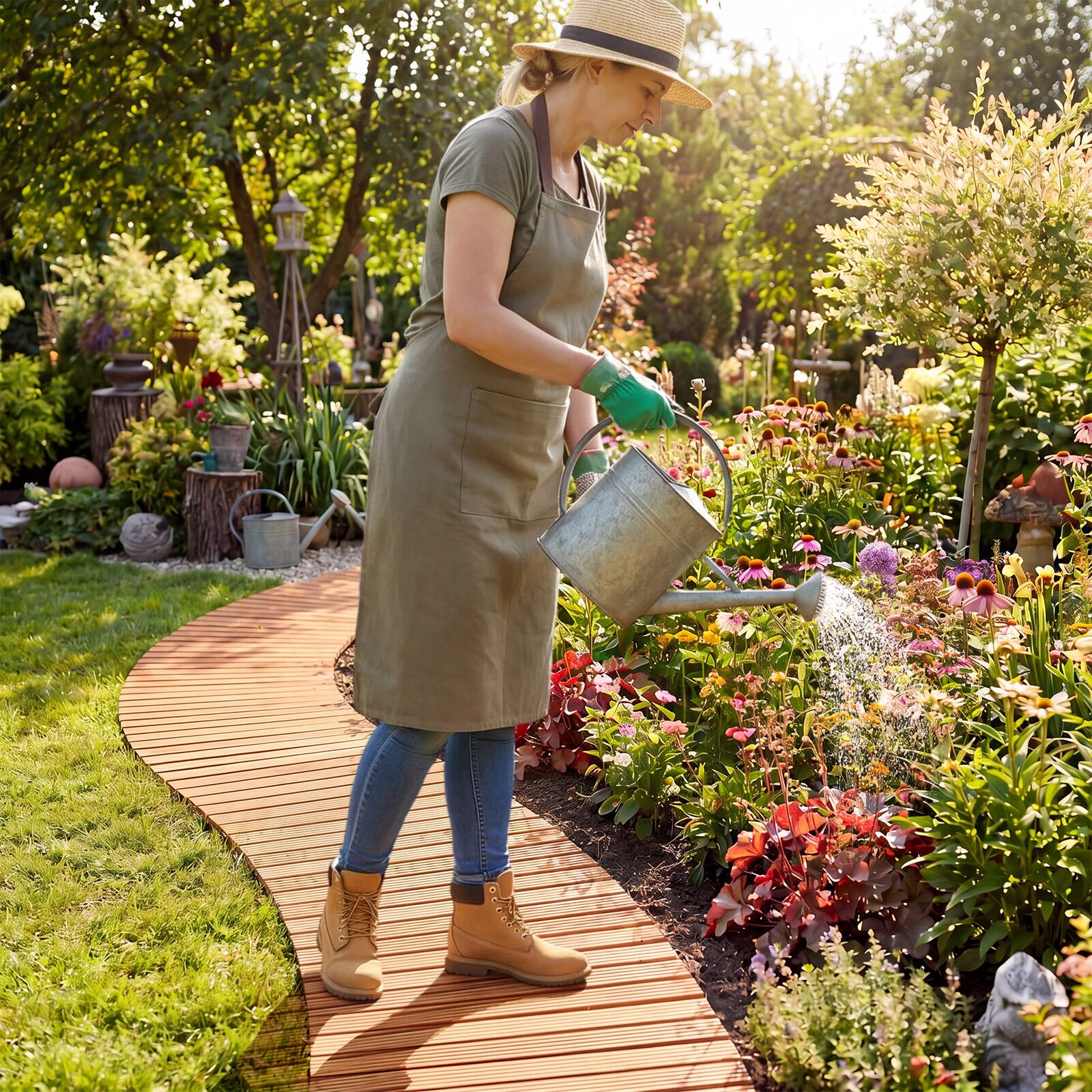 Alt View 5. Gymax - Gymax 7 FT Wooden Garden Pathway w/Anti-slip Surface Metal Wires w/ Plastic Sheath - Yellow.