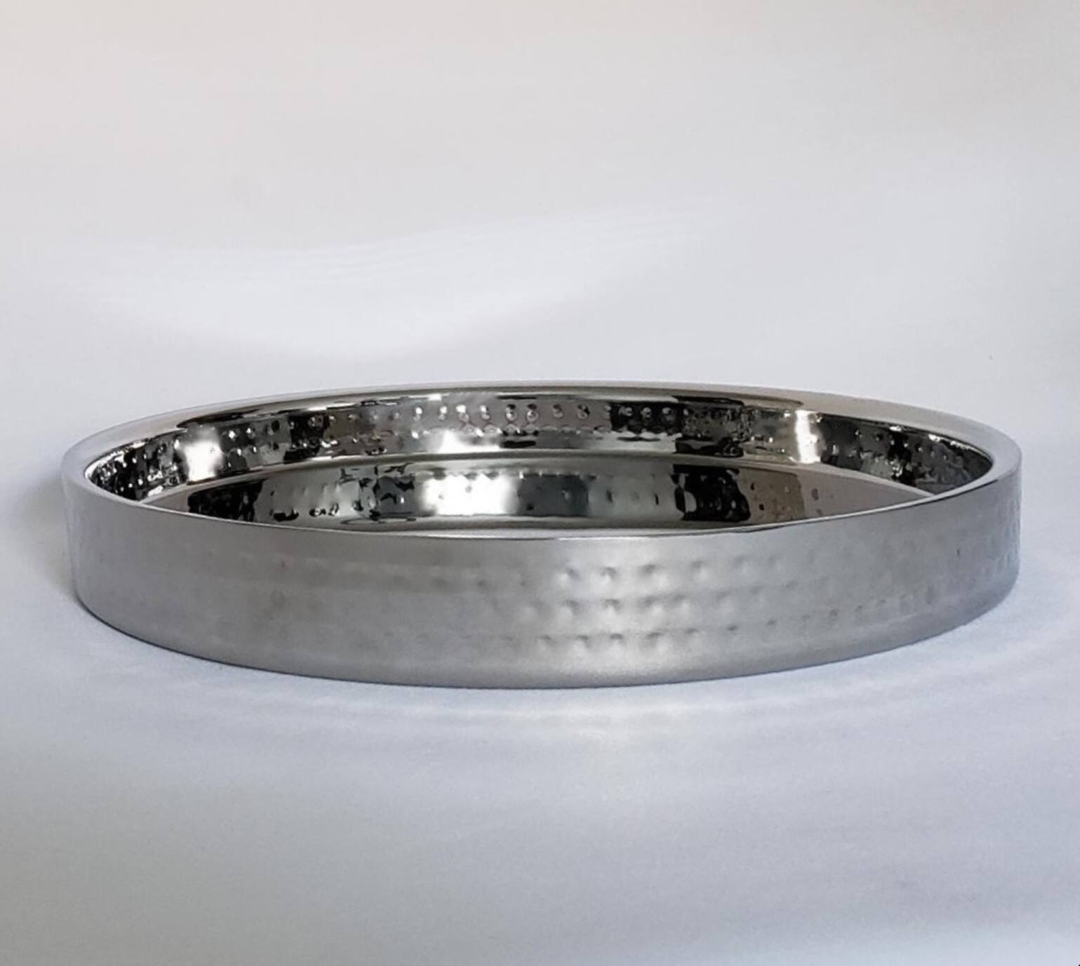 Jiallo - Stainless Steel Double wall bar tray 12.5" dia - Silver