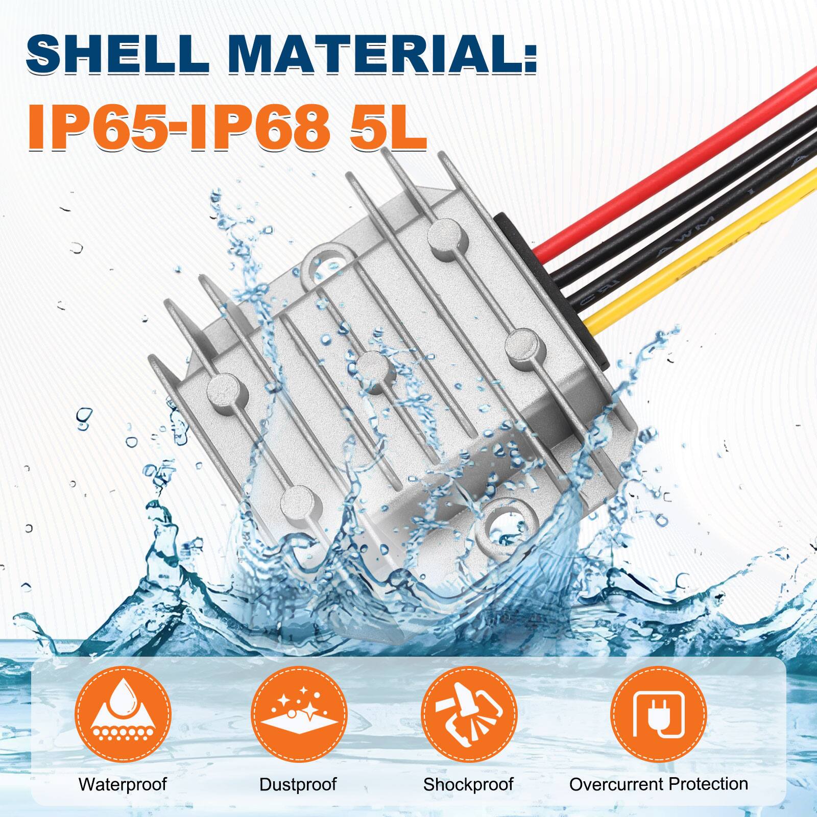 SHELL MATERIAL: IP65-IP68 5L

- Waterproof
- Dustproof
- Shockproof
- Overcurrent Protection