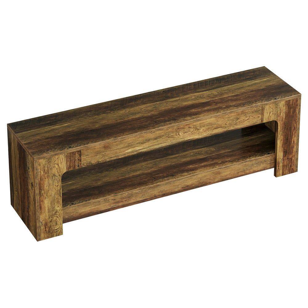 Left. Kadyn - 63-Inch Farmhouse TV Stand for 75-Inch TVs, Rustic Media Console with Storage Shelves, Brown - Brown.