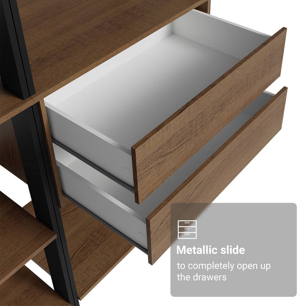 Metallic slide to completely open up the drawers