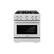 Left. ZLINE - ZLINE 30 in. 4.2 cu. ft. Freestanding Select Gas Range with 4 Burners and Convection Oven - Satin Stainless Steel.