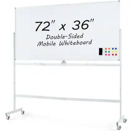 72" x 36" Double-Sided Mobile Whiteboard