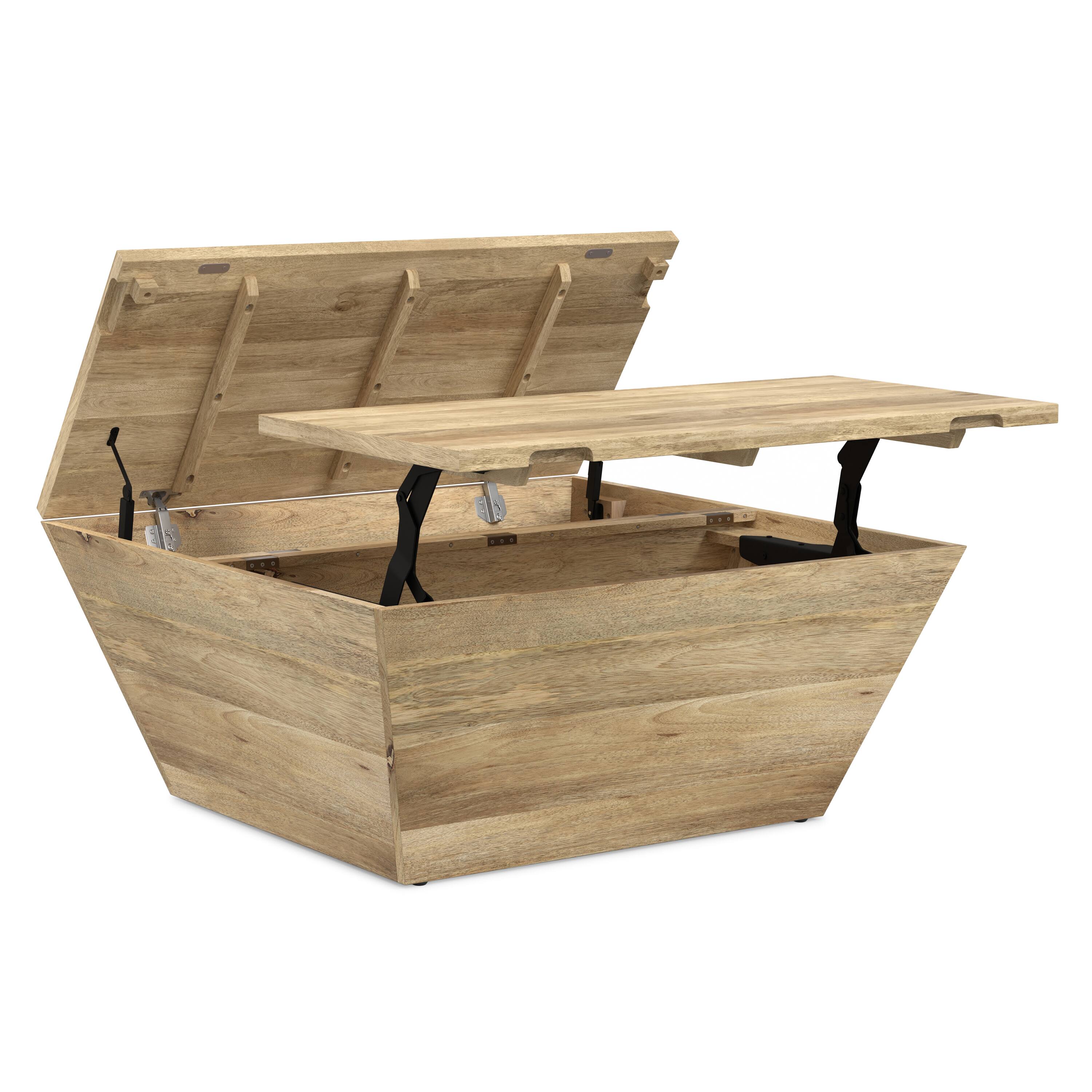 Simpli Home Abba 36 inch Wide Solid Mango Modern Lift Top Coffee