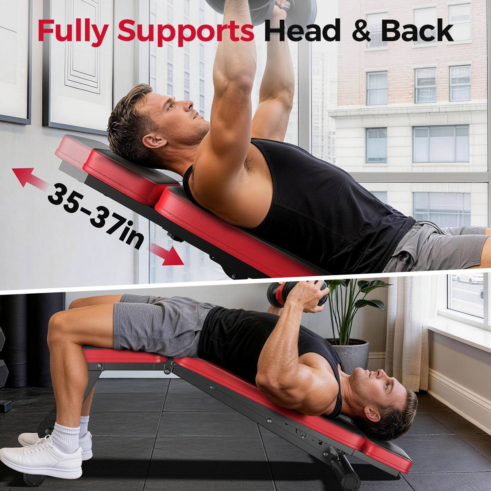 Fully Supports Head & Back  
35-37in