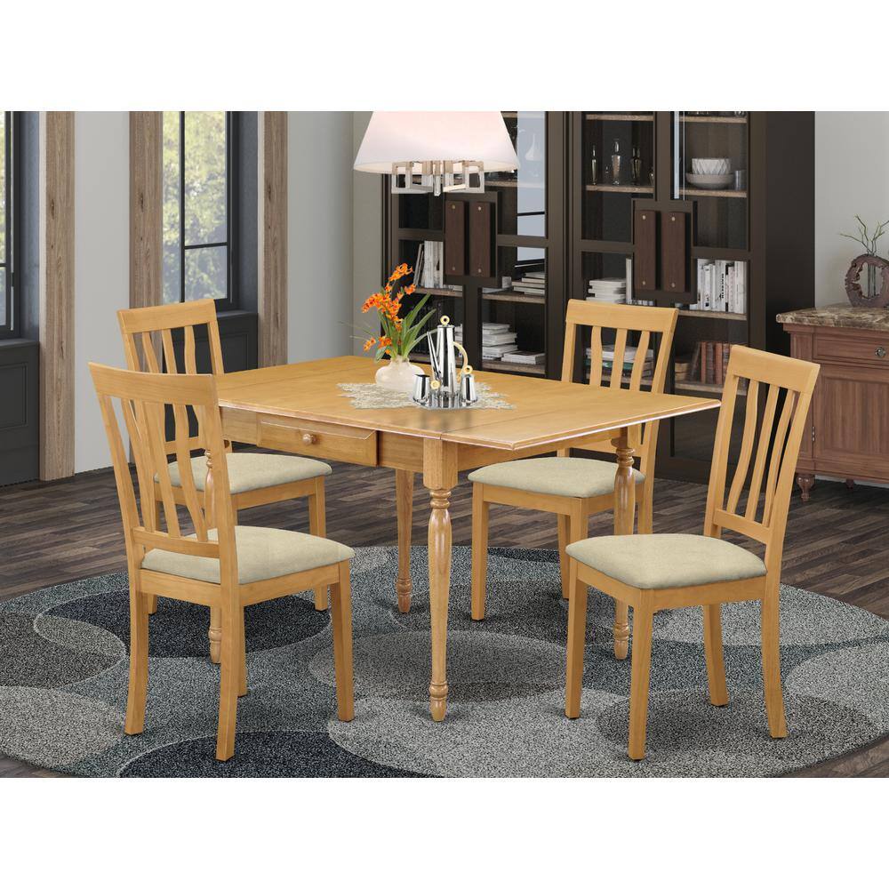 Angle. East West Furniture - Dining Room Set Oak - Brown.