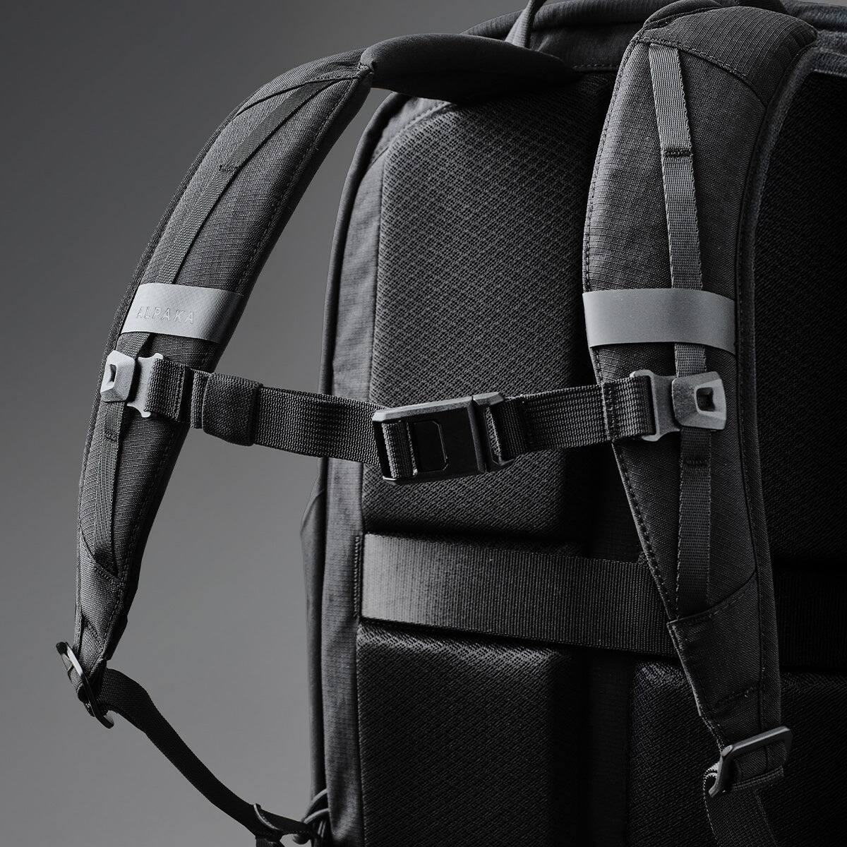 Back. ALPAKA - ALPAKA Bravo Backpack 23L Laptop Backpack with 16" Sleeve Water-Resistant Travel Commuter Backpack - Black Axoflux 400D.