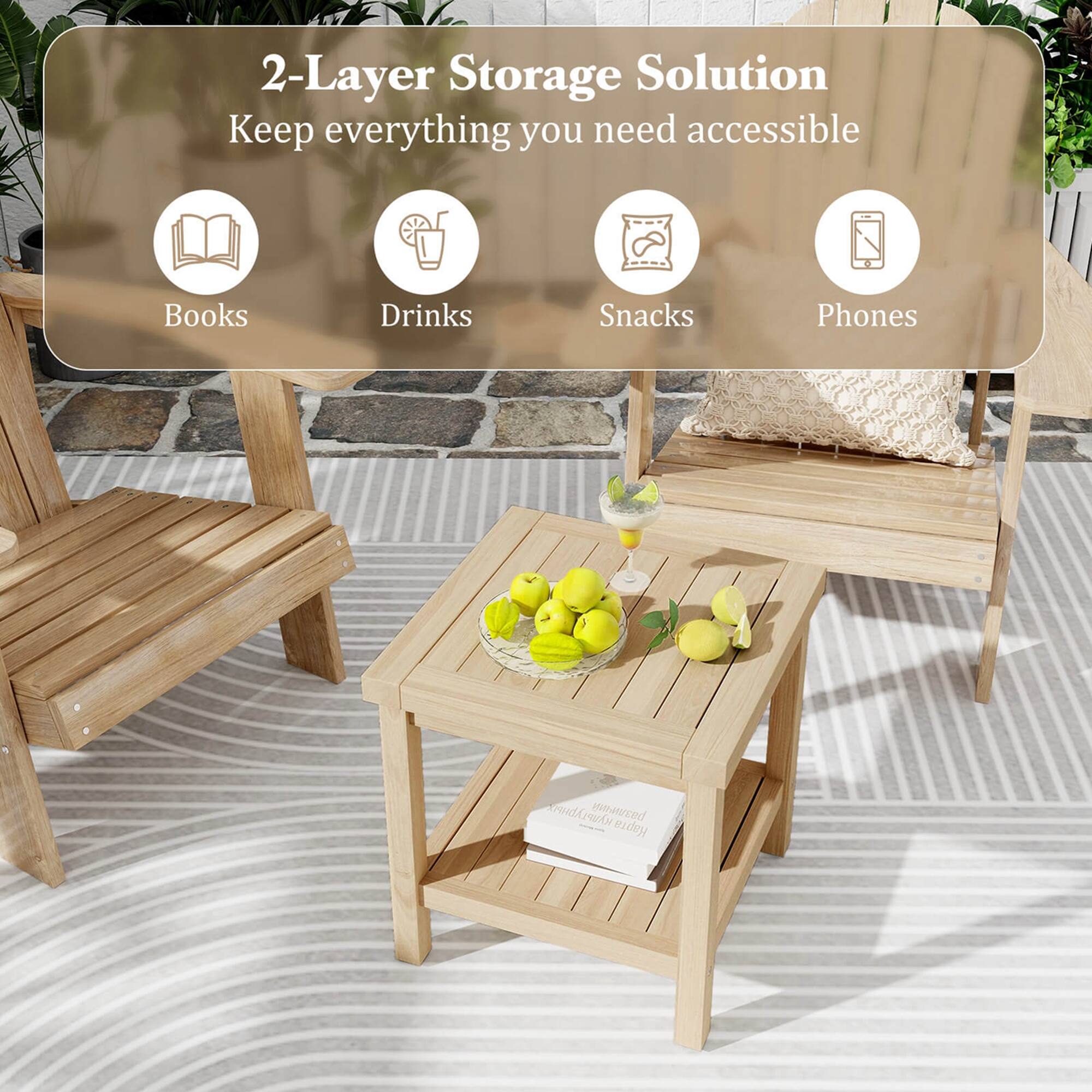 2-Layer Storage Solution Keep everything you need accessible Books Drinks Snacks Phones