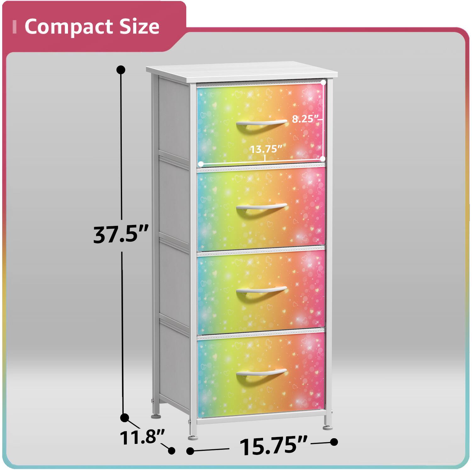 I Compact Size  
8.25" 13.75" 37.5" 11.8" 15.75"