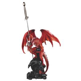 FC Design - 12.5"H Dragon with Sword on Rock Figurine Statue Office/Computer Desk Tabletop Medieval Gaming Home Decor Gift - Multi-Color