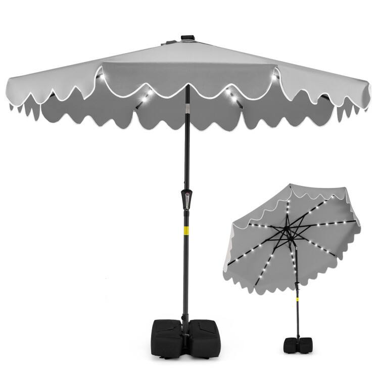 Alt View 4. Mondawe - 9 FT Outdoor Patio Umbrella Solar LED Lights with Weighted Base - Gray.