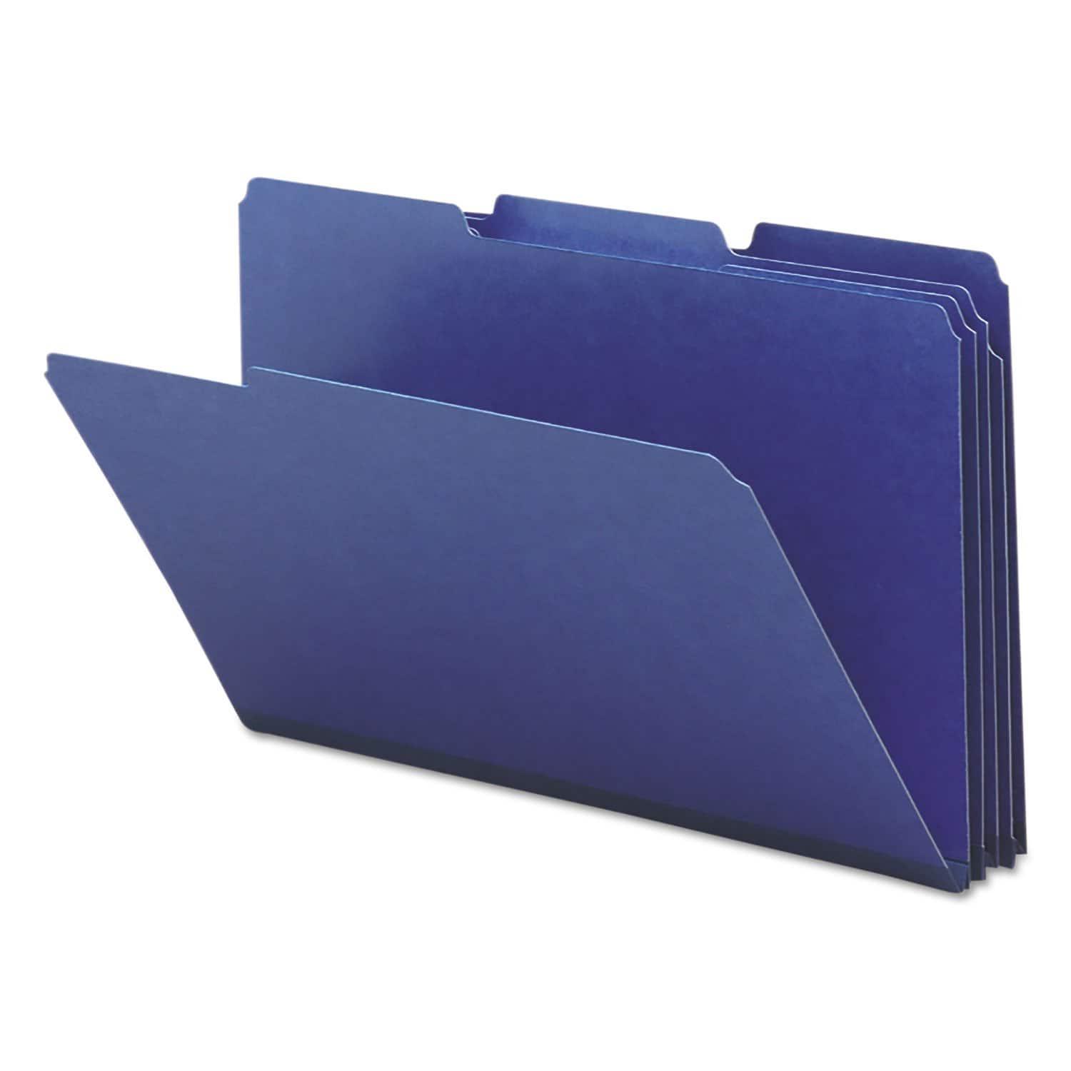 Smead Manufacturing - Expanding Recycled Heavy Pressboard Folders, 1/3-Cut Tabs: Assorted, Legal Size, 1" Expansion, Dark Blue, 25/Box