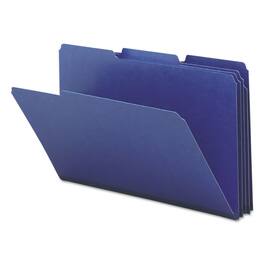 Smead Manufacturing - Expanding Recycled Heavy Pressboard Folders, 1/3-Cut Tabs: Assorted, Legal Size, 1" Expansion, Dark Blue, 25/Box