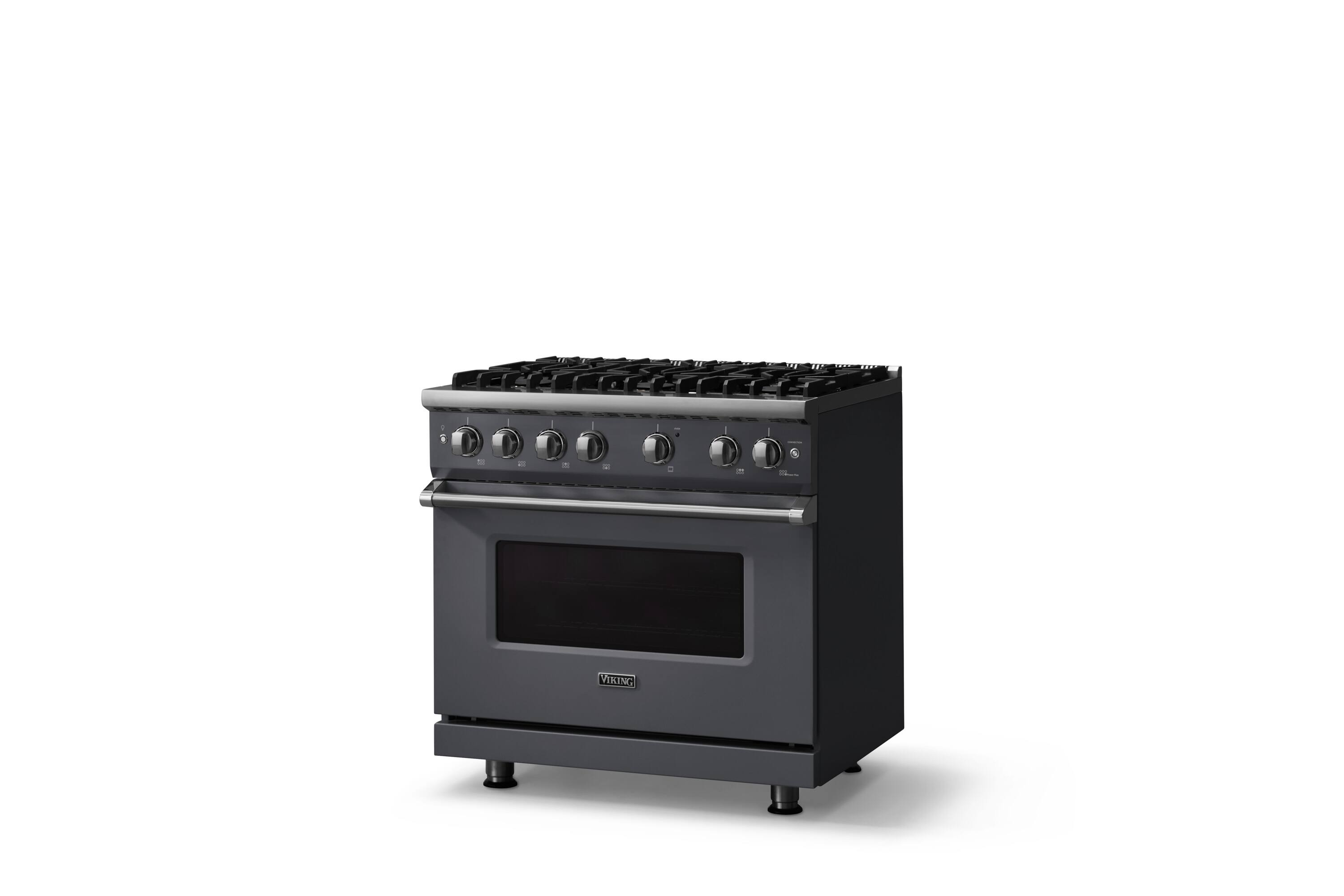 Angle. Viking - Pro 5 Series 5.1 Cu. Ft. Freestanding Sealed 6 Burner Gas Convection Range - Cast Black - Cast Black.