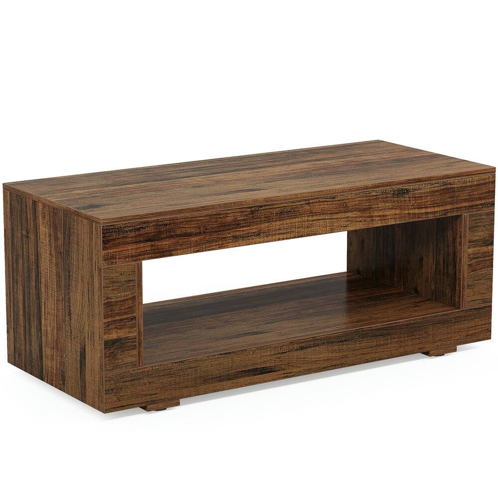 Alt View 1. Kadyn - Center Coffee Table, Living Room Table,43" Coffee Table, Farmhouse Center Table With Storage - Brown.