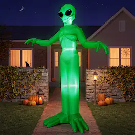 Joyfy - 9FT Giant Alien Inflatable Halloween Decoration – Built-in LEDs for Indoor, Outdoor, Yard, Garden & Lawn Party Displays - Green