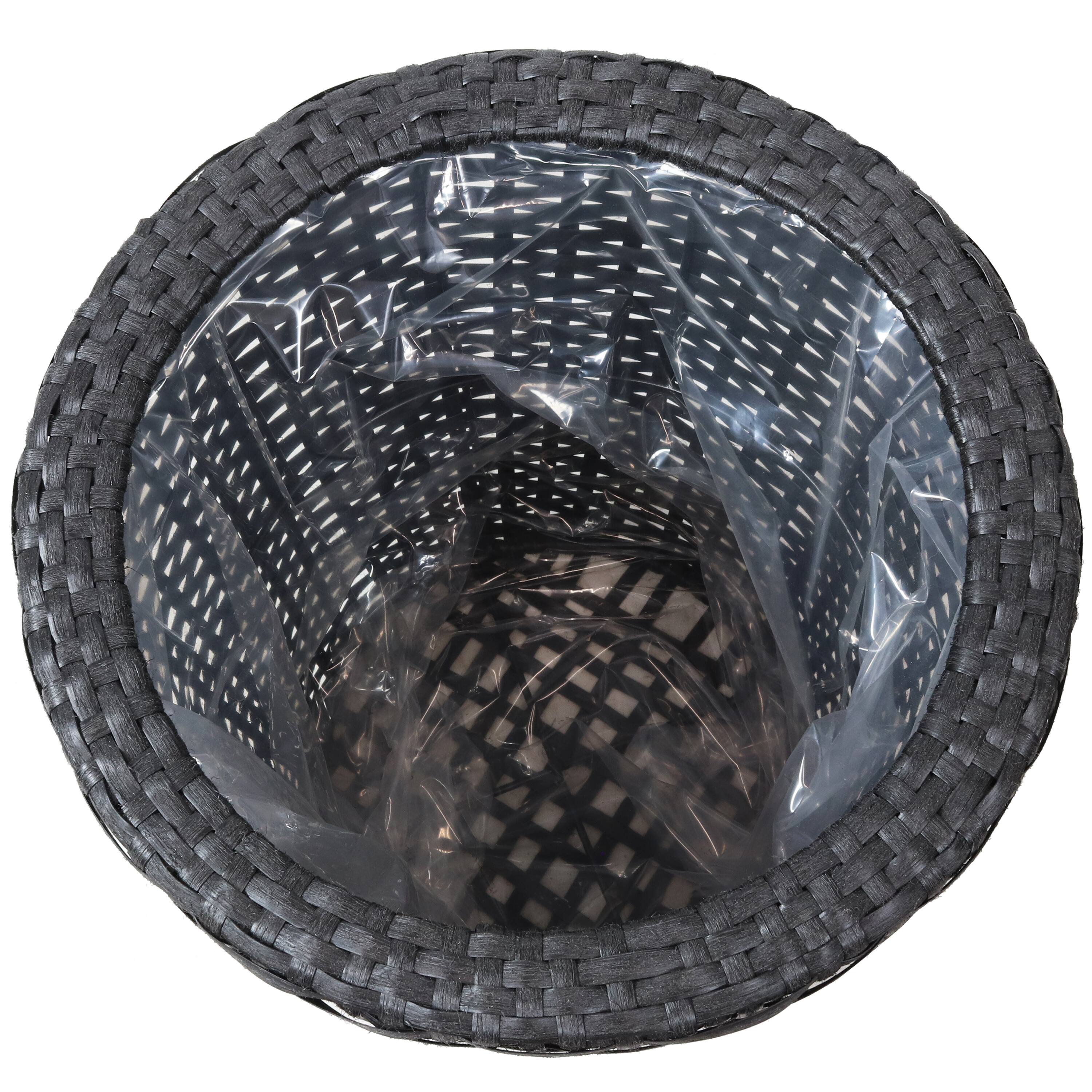 Alt View 5. Sunnydaze - Polyrattan Indoor Round Planter - 14.5 in, 11.75 in - Black.