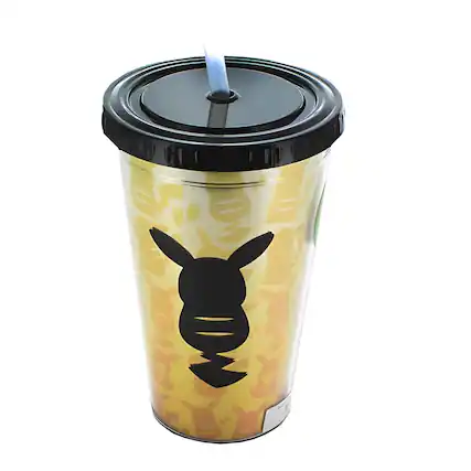 Front. Pokémon - Pokemon Pikachu Silhouette Gold 16oz Carnival Cup - Gold.