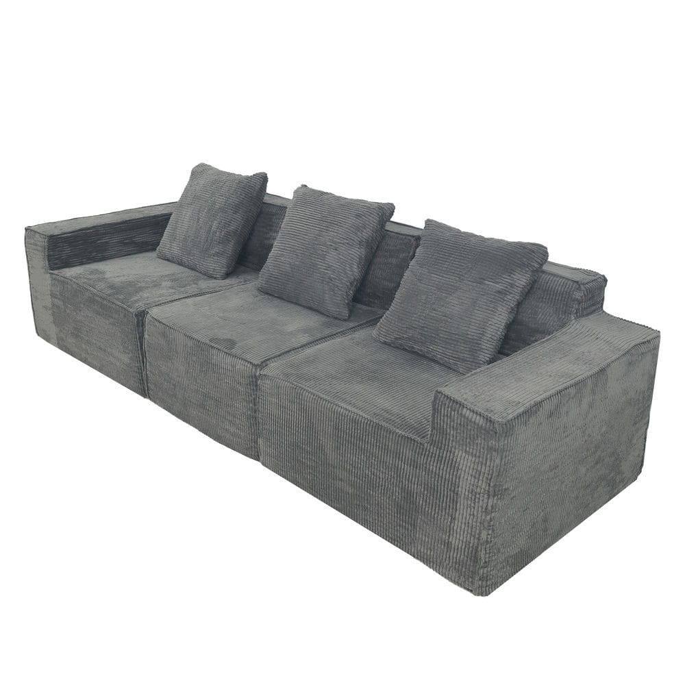 Alt View 5. Kadyn - Convertible Floor Sofa Bed, Chenille Futon Design with Pillow Back Support and Armrests, Dark Grey - Gray.