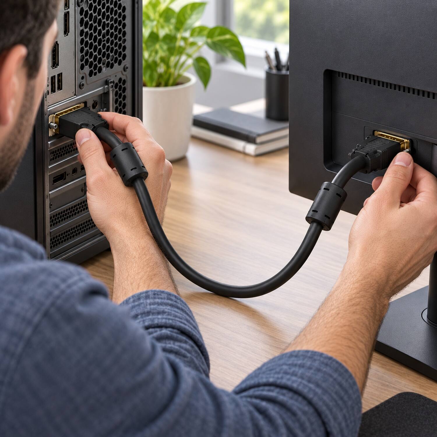 Back. Sanoxy - 3m DVI-I Dual Link Digital / Analog Video Male to Male Cable - Black.