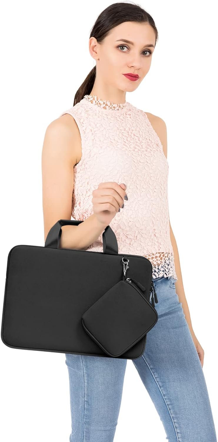 Alt View 2. mosiso - Laptop Sleeve 16 inch, Neoprene Laptop Carrying Case with Handle & Pouch for MacBook Pro 16, HP Acer Dell Lenovo ASUS - Black.