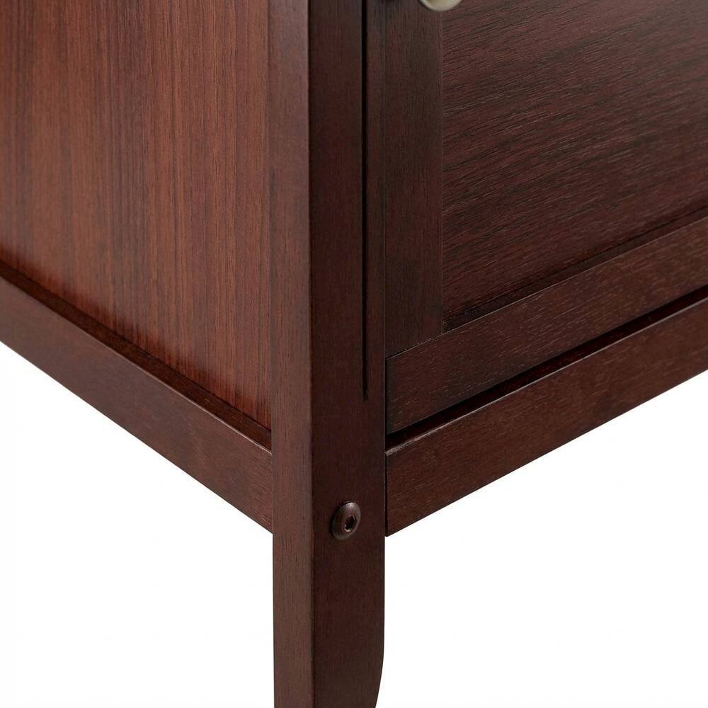 Alt View 1. FurniFact - Farmhouse End Table With Storage in Walnut Finish, Wooden Side Table And Drawer - Walnut.