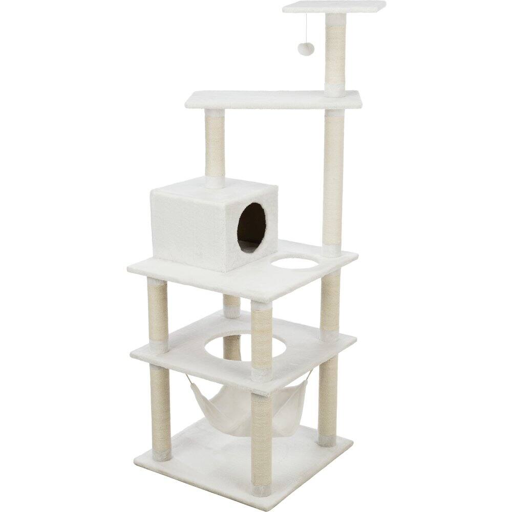 Back. TRIXIE - Abby Plush 4-Level Cat Tree with Sisal Scratching Posts Condo & Cat Toy - Cream.