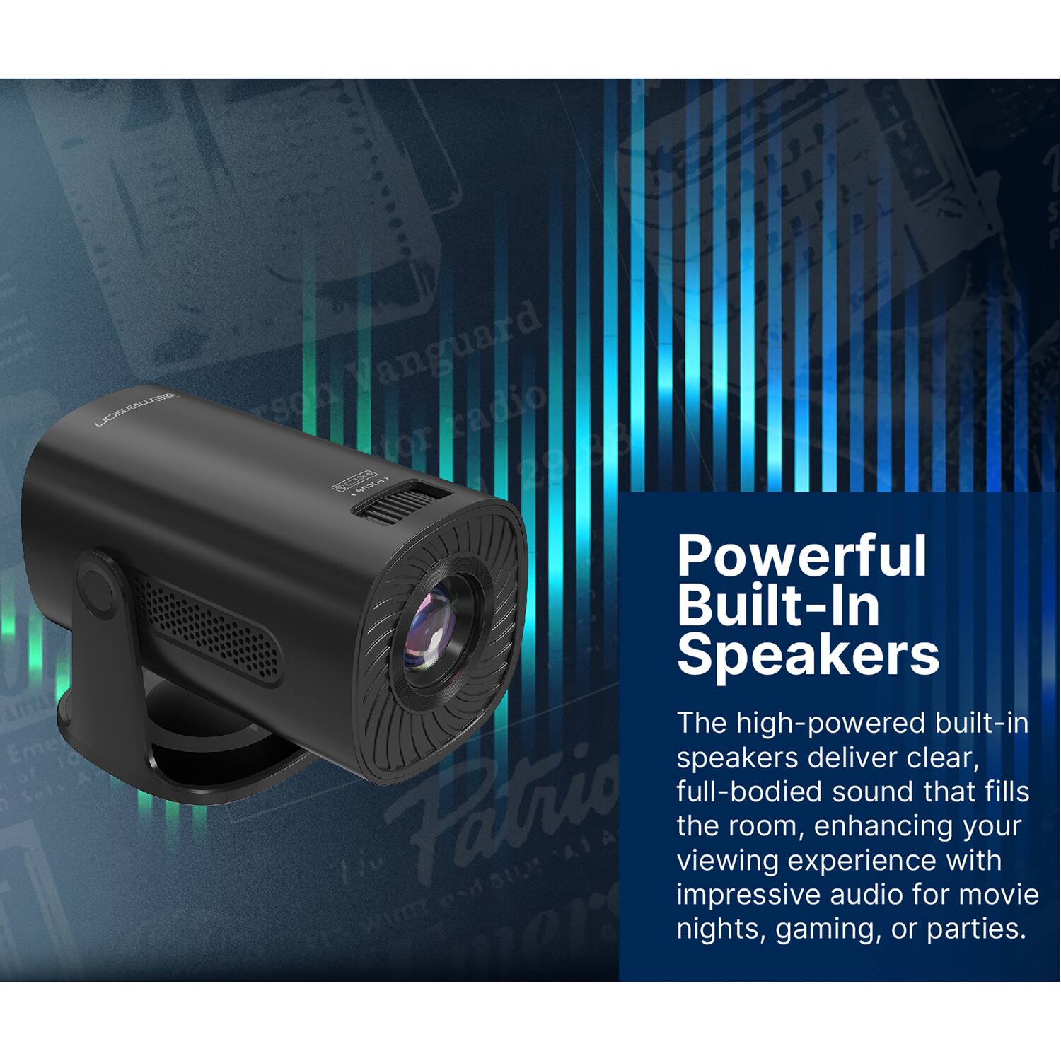 UROC Ma L LITTL Eme 1O A son Vanguard cadio for R 9 Powerful Built-In Speakers

The high-powered built-in speakers deliver clear, full-bodied sound that fills the room, enhancing your A.1 viewing experience with impressive audio for movie nights, gaming, or parties.