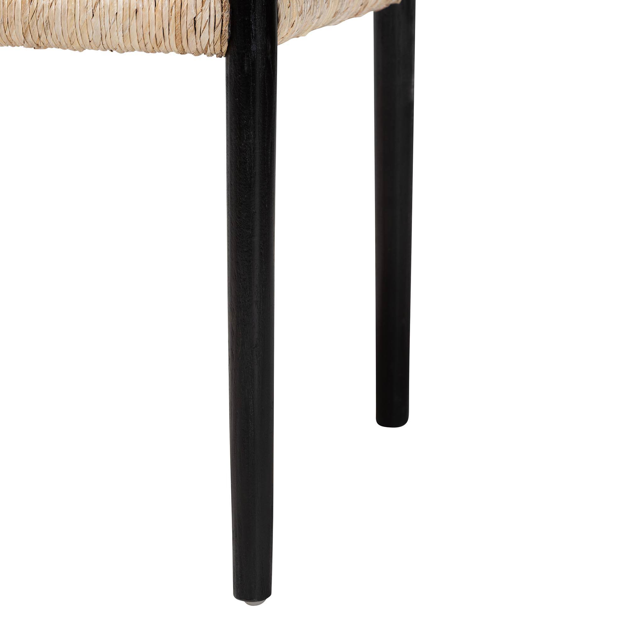 Alt View 2. bali & pari - Onda Handwoven Seagrass Dining Chair - Natural Fiber Wicker Armchair with Mahogany Wood Frame - Black/Natural Brown.