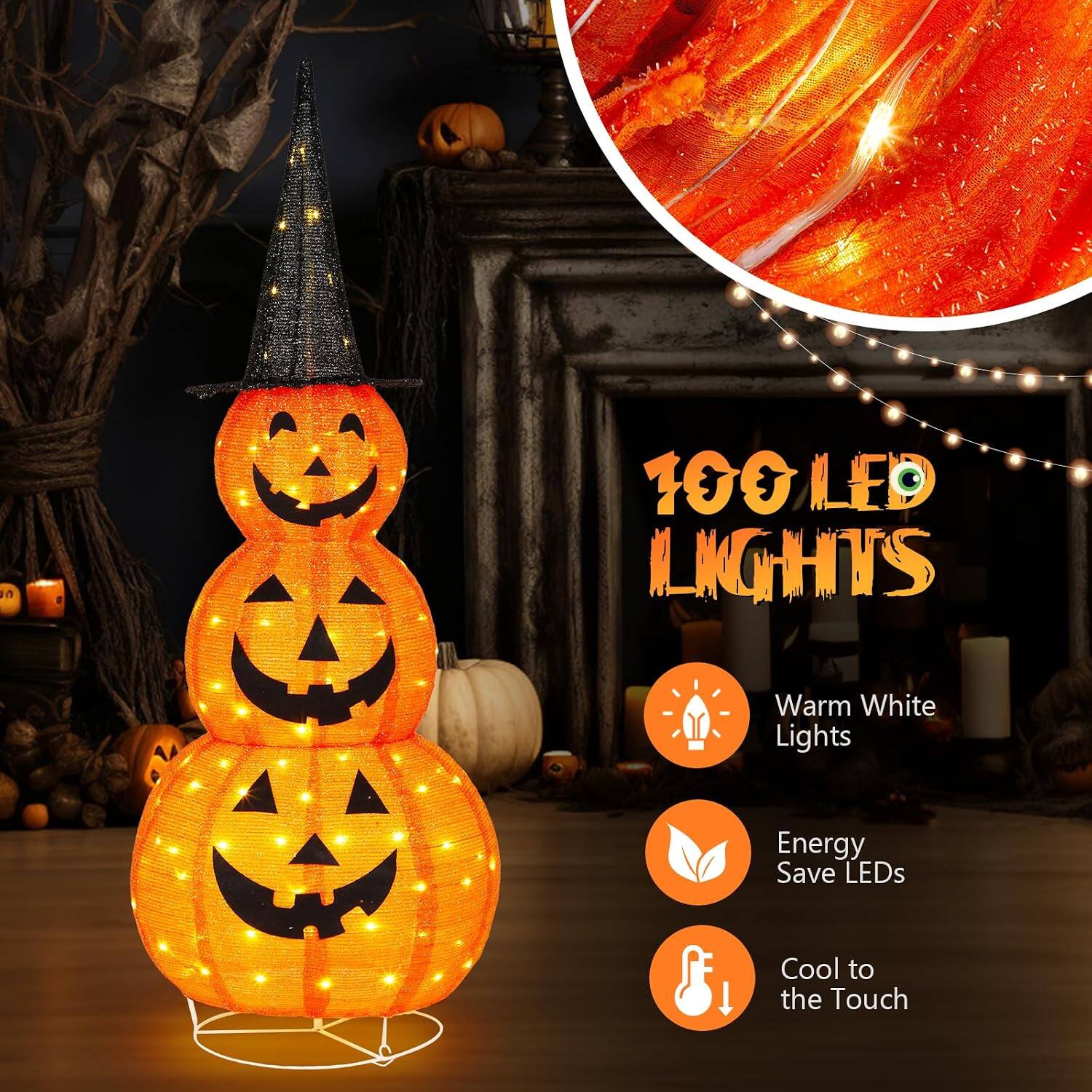 100 LED Lights  
Warm White Lights  
Energy Save LEDs  
Cool to the Touch