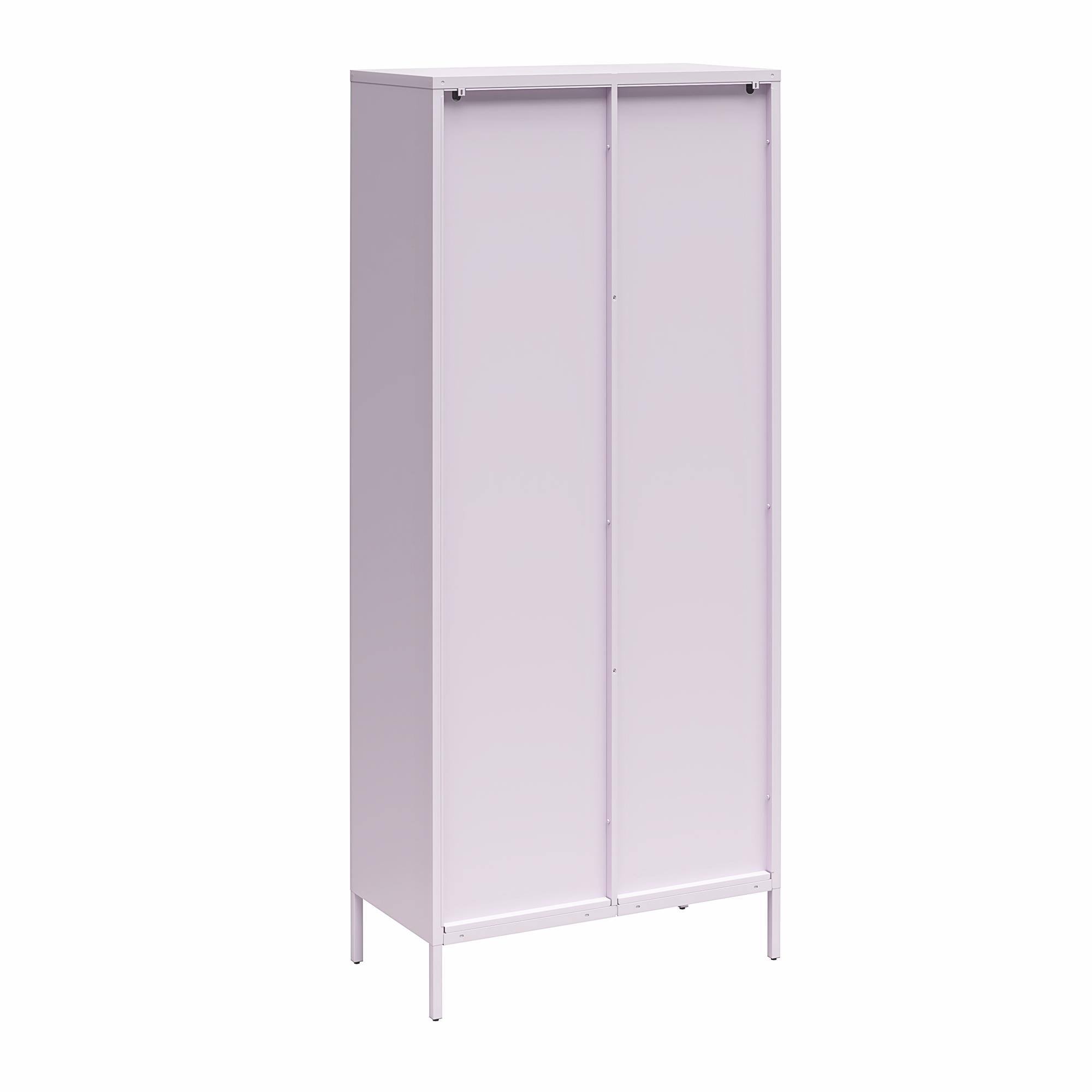 Back. Aukfa - Tall 2-Door Accent Cabinet - Fluted Glass Doors, 4 Shelves (3 Adjustable), 31.5"W x 72.8"H, Metal Frame - Purple.