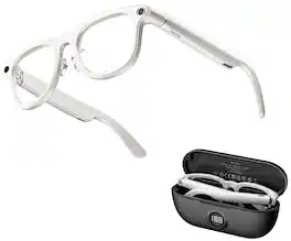 LOKMAT - X01 AI Smart Glasses for Men, Women-Camera and Audio-Battery Compartment-Wireless Calling-Voice Assistant-UV Protection - White