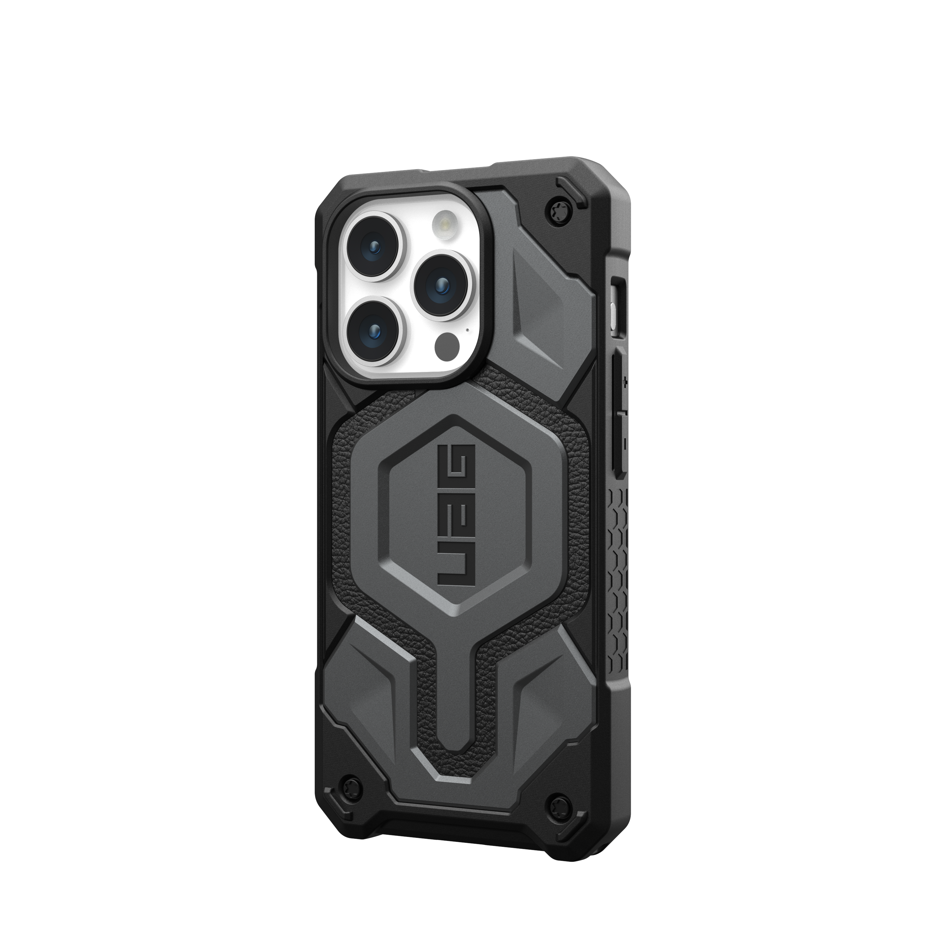 Angle. UAG - Monarch Pro Series Case with Magsafe for Apple iPhone 15 Pro - Silver.