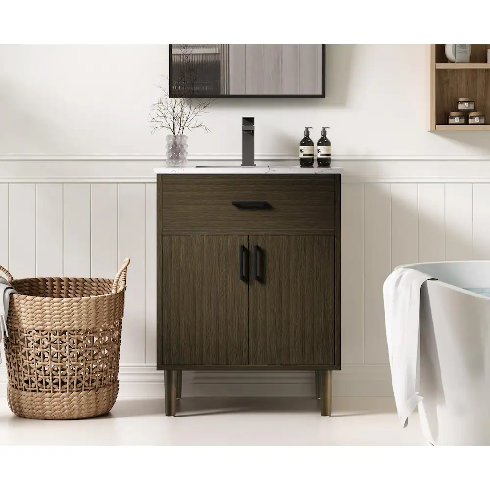 Alt View 9. Elegant Kitchen and Bath - Chandler 24 Inch Single Bathroom Vanity In Mocha Brown - Mocha Brown.