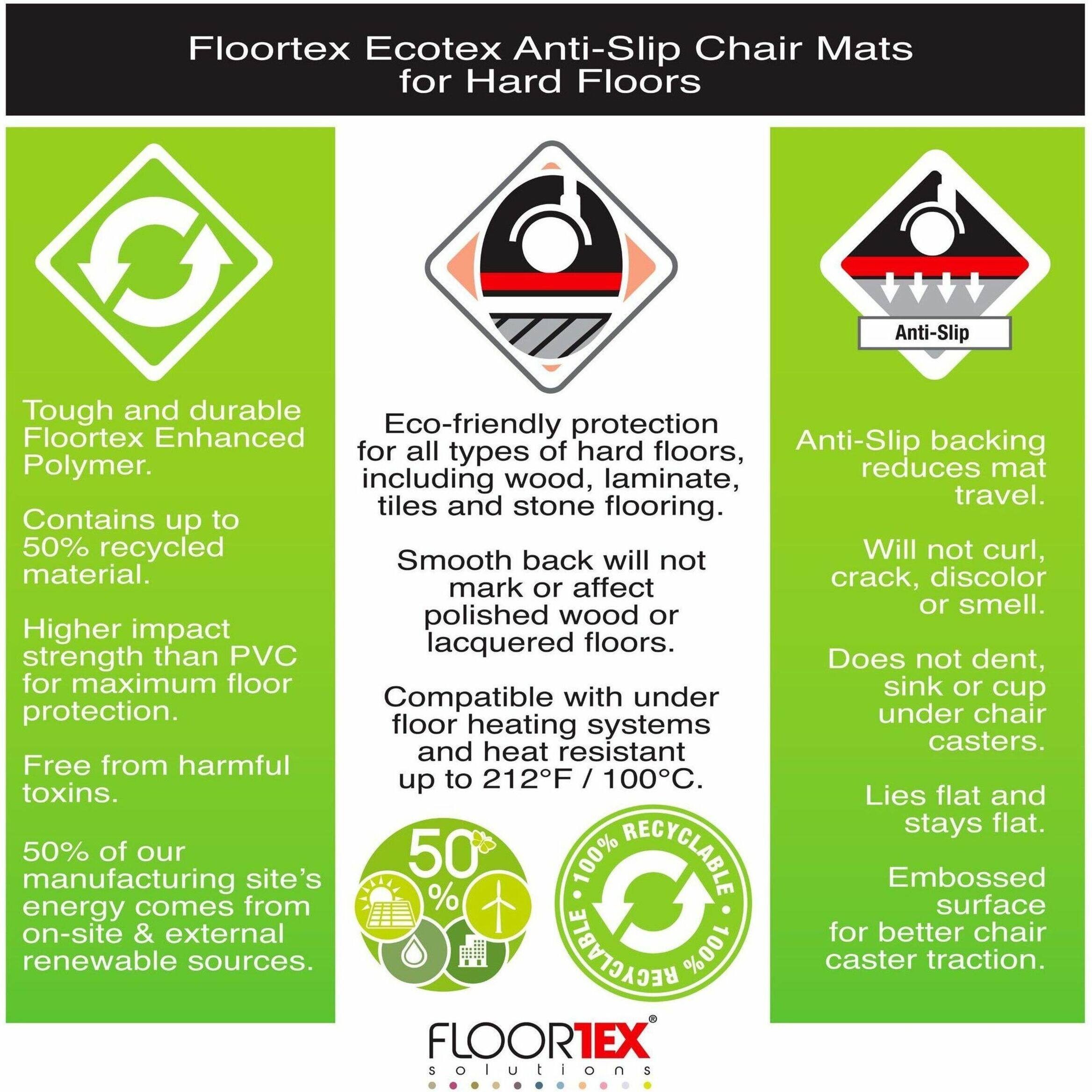 Alt View 22. Floortex - Cleartex Enhanced Polymer Rectangular Chair Mat with Anti-Slip Backing for Hard Floors - 36'' x 48'' - Clear.