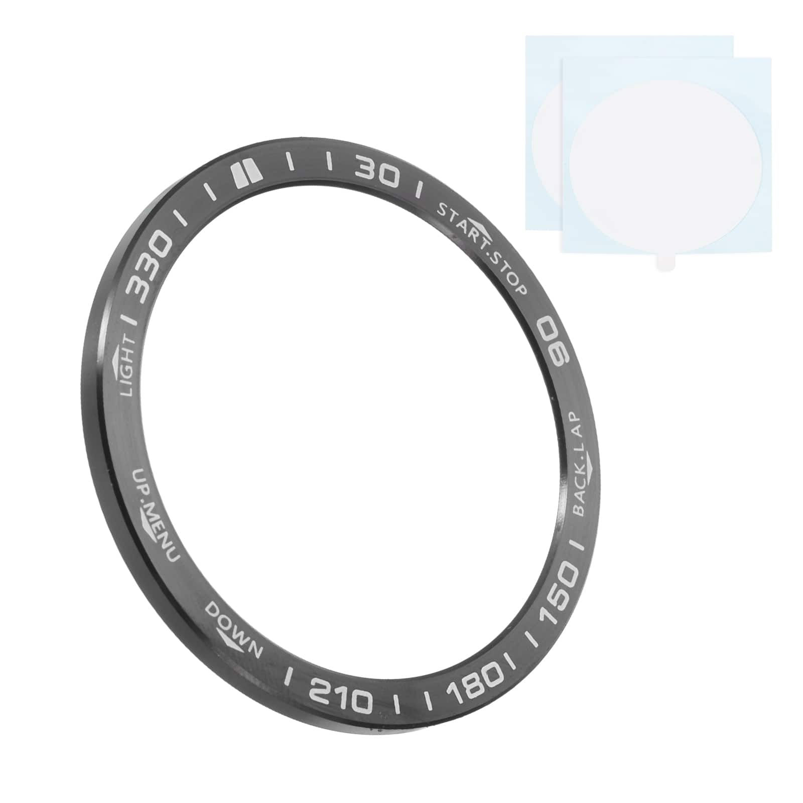 Unique Bargains - 51mm Stainless Steel Bezel Ring Adhesive Bumper Cover Protective Case for Garmin Fenix 8 Solar - Black/White