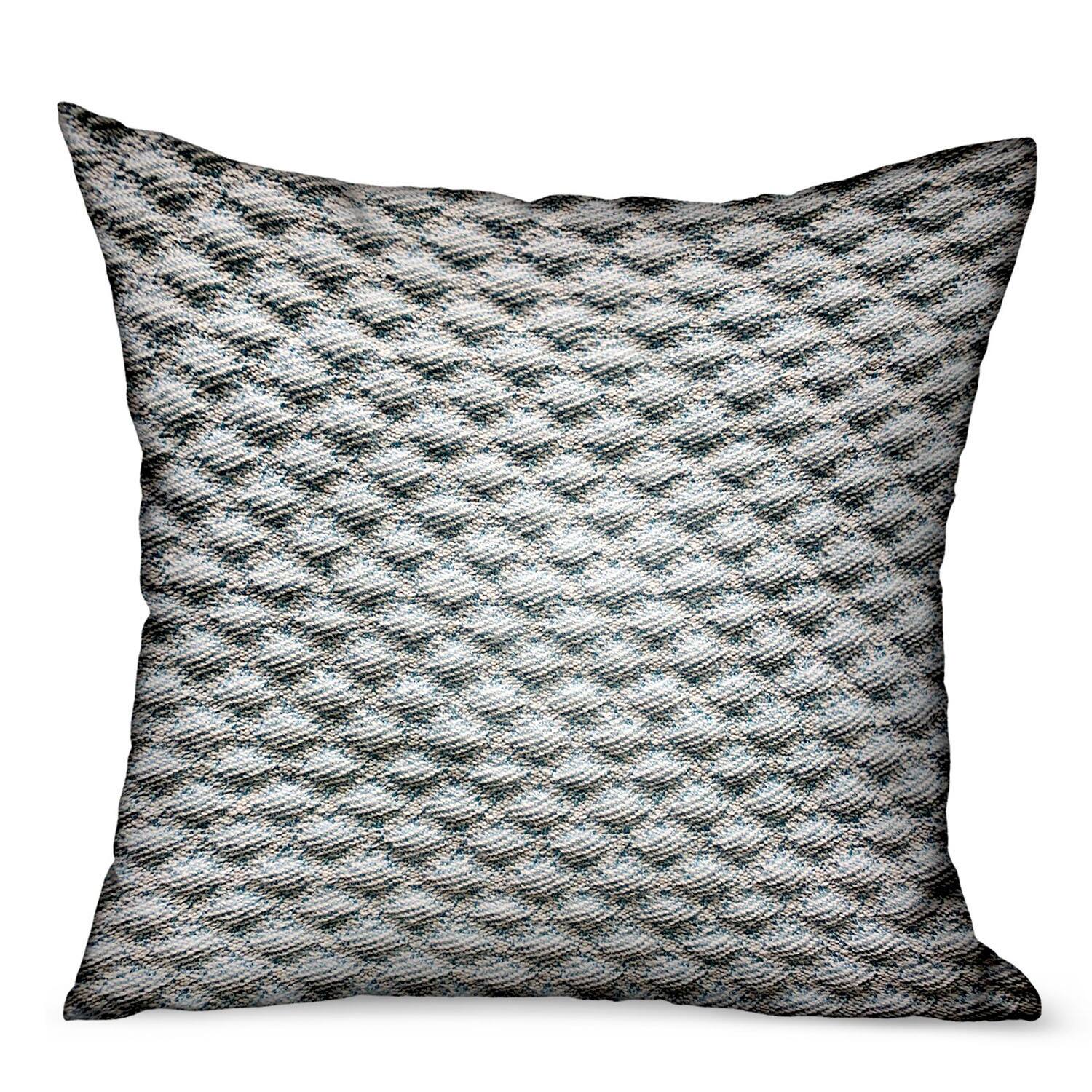Front. Plutus Brands - Victorian Charm Dobby Luxury Outdoor Indoor Throw Pillow Double sided 22" x 22" - Blue.