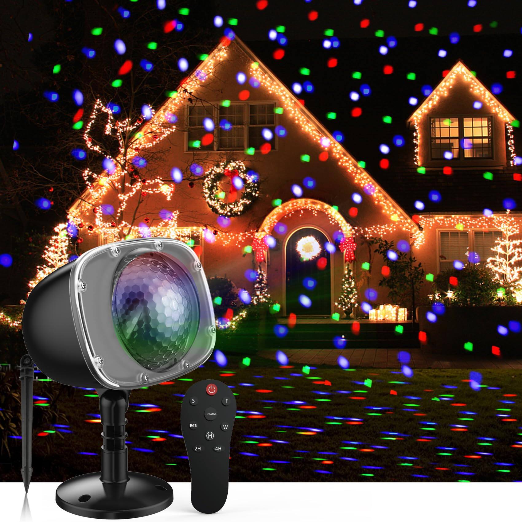 The Best Inks - Christmas Projector Lights Outdoor Indoor 15 Colors Snowfall Rotating Falling Snow With Remote And Timer Waterproof - Default